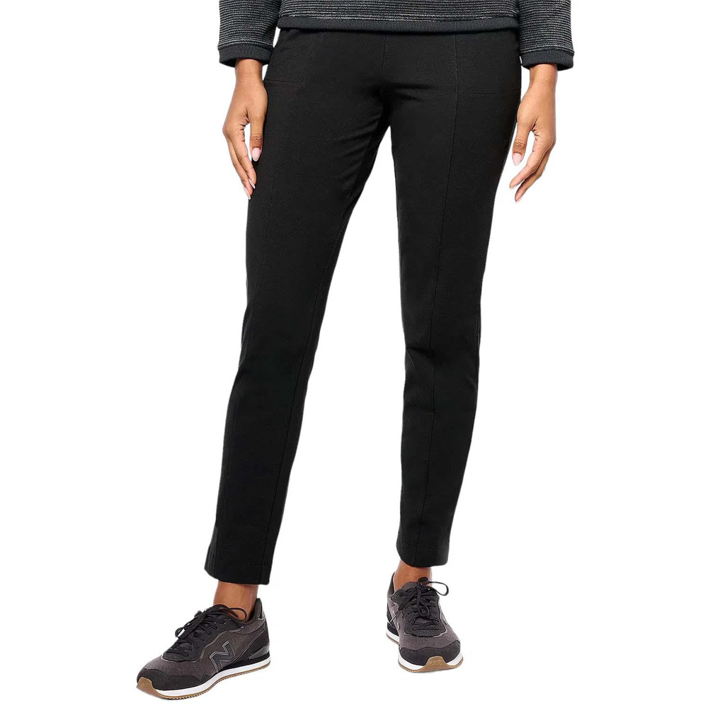 Denim & Co. Women's Duo Stretch Any Day Slim Straight Pant Black - Petite